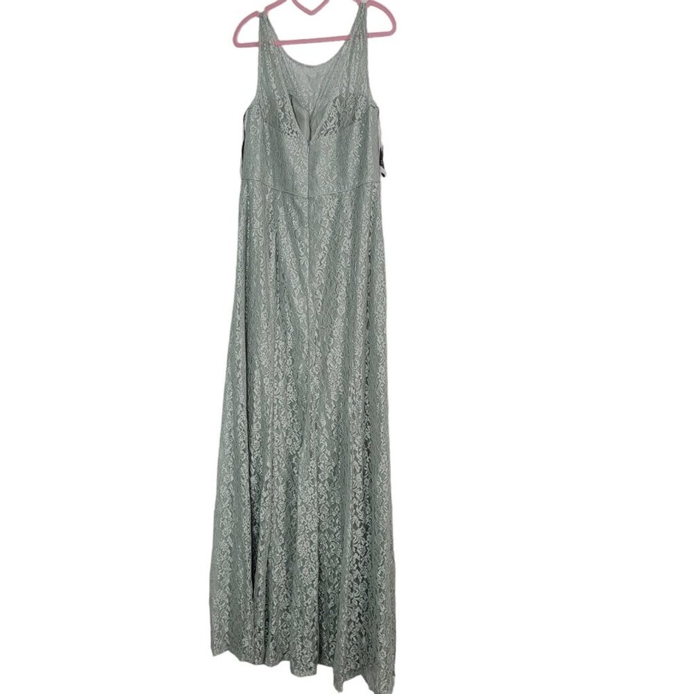Jenny Yoo Bridesmaids Morning Mist Lace Maxi Dress Illusion Neckline Green Sz 12 - Picture 3 of 7
